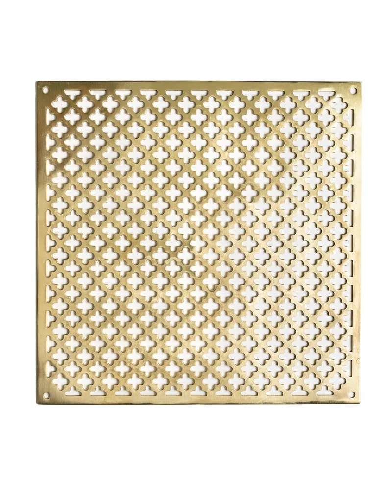 Ventilgaller klöverplåt - Mässing 200 x 200 mm