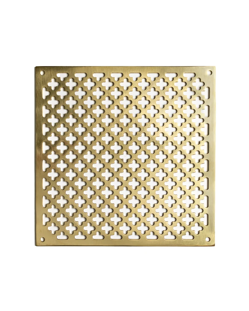Ventilgaller klöverplåt - Mässing 155 x 155 mm