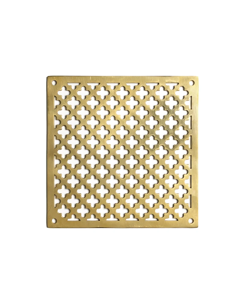 Ventilgaller klöverplåt - Mässing 120 x 120 mm