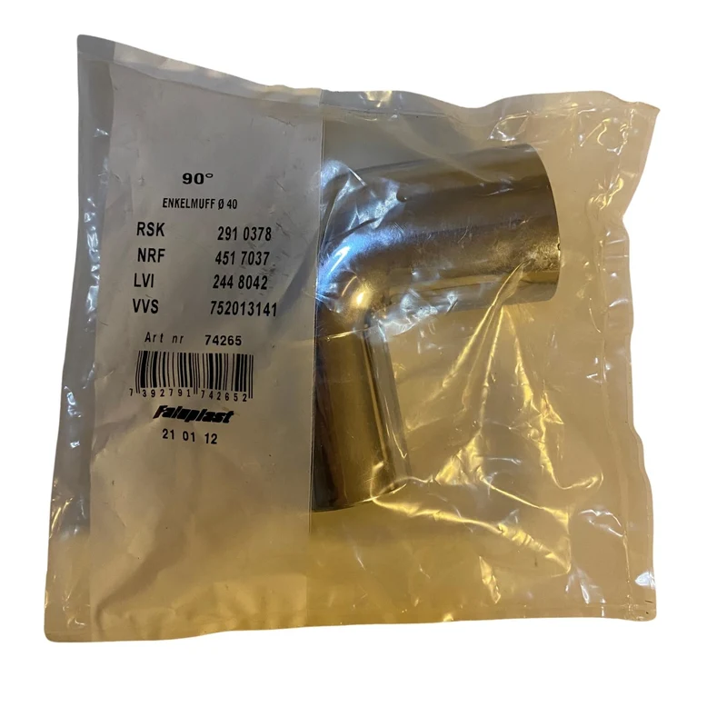 Rörvinkel 90° 40 mm krom Faluplast