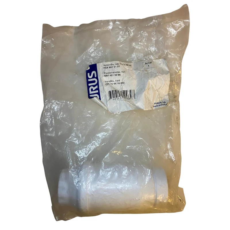 Vattenlås 40mm vit PP Purus rak