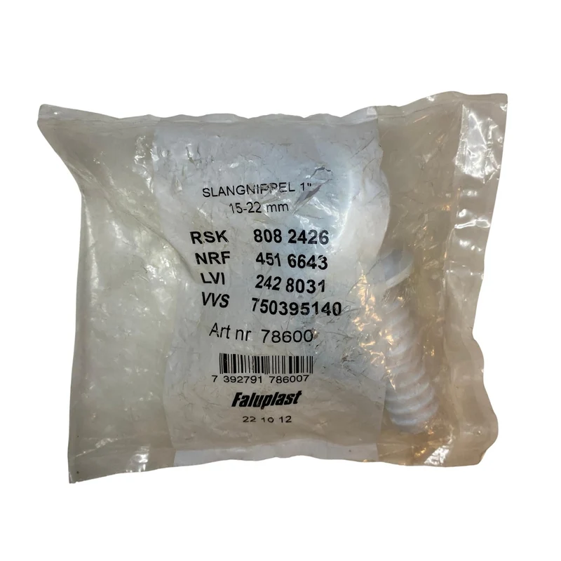 Slangnippel 1" 15–22mm PVC Faluplast