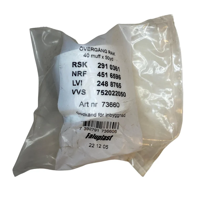 Övergång 40x50mm PVC muff Faluplast