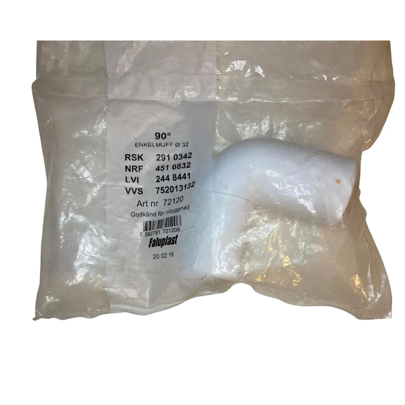 Böj 90 grad PVC enkelmuff Faluplast