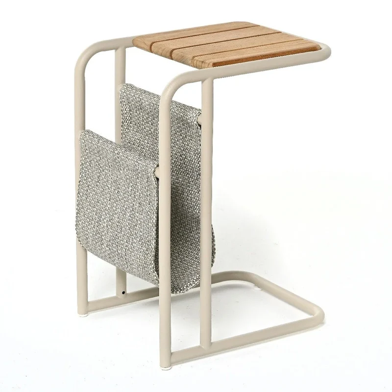 Livo Extrabord 31x25x45cm Aluminium Beige, Teak,