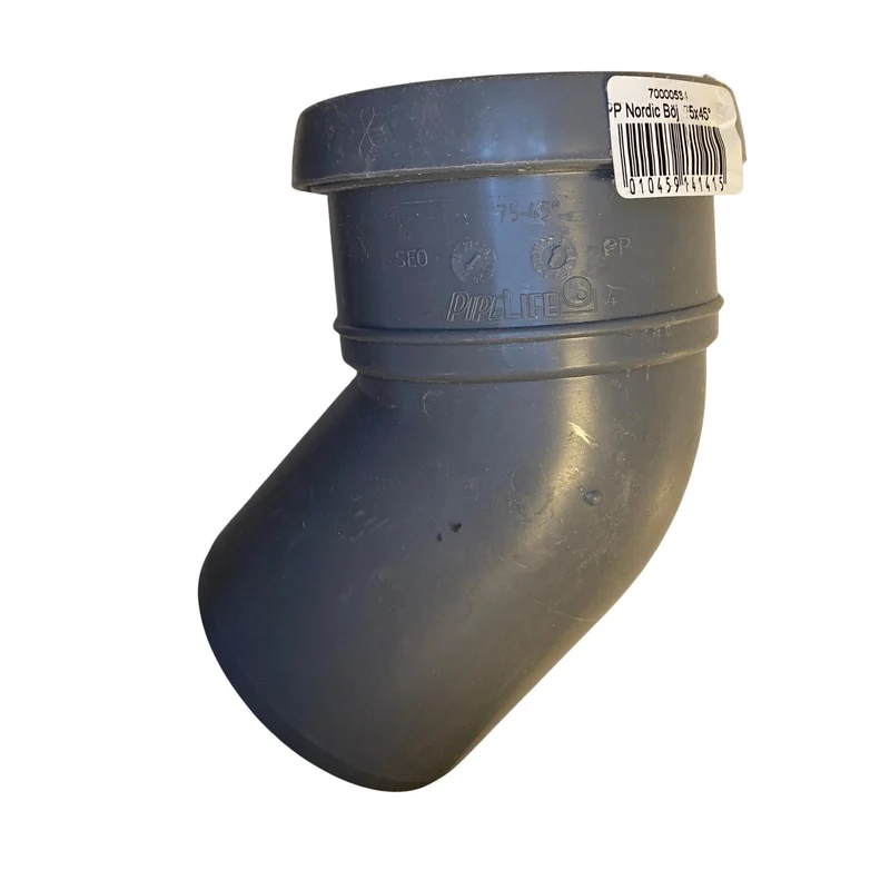 Böj 45° PP Nordic 75 mm Pipelife 1 muff