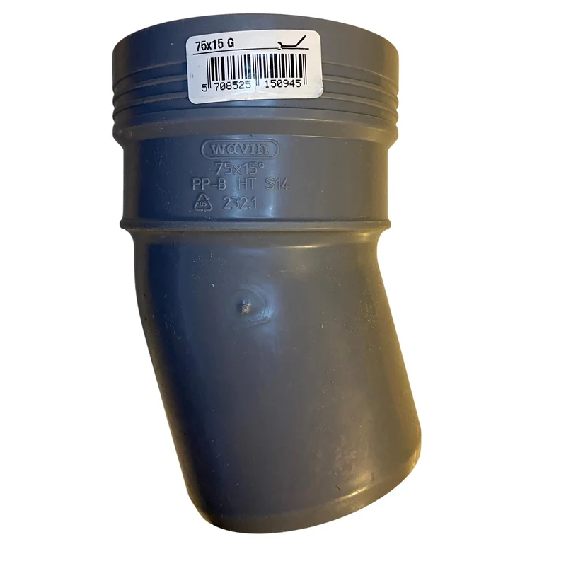 Böj 15° PP-B S14 75 mm Wavin