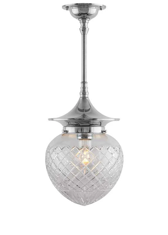 Badrumslampa - Taklampa Dahlbergspendel 100 nickel, klarglas droppe