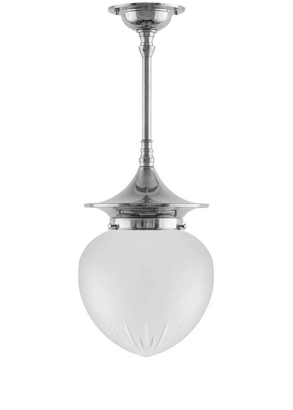 Badrumslampa - Taklampa Dahlbergspendel 100 nickel, mattglas droppe
