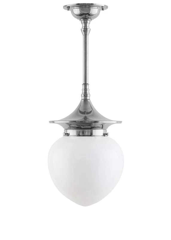 Badrumslampa - Taklampa Dahlbergspendel 100 nickel, opalvit droppe