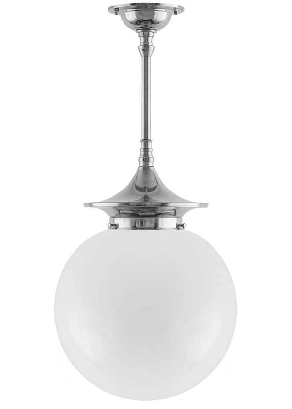 Badrumslampa - Taklampa Dahlbergspendel 100 nickel, stor klotskärm