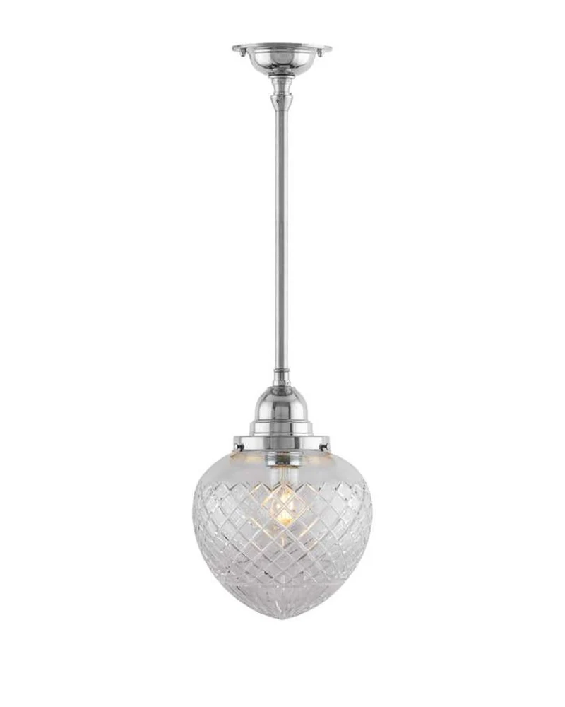 Badrumslampa - Taklampa Byströmpendel 100 nickel, klardroppe