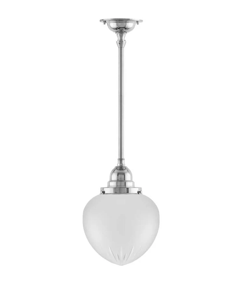 Badrumslampa - Taklampa Byströmpendel 100 nickel, mattdroppe