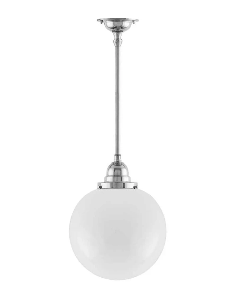 Badrumslampa - Taklampa Byströmpendel 100 nickel, stor klotskärm