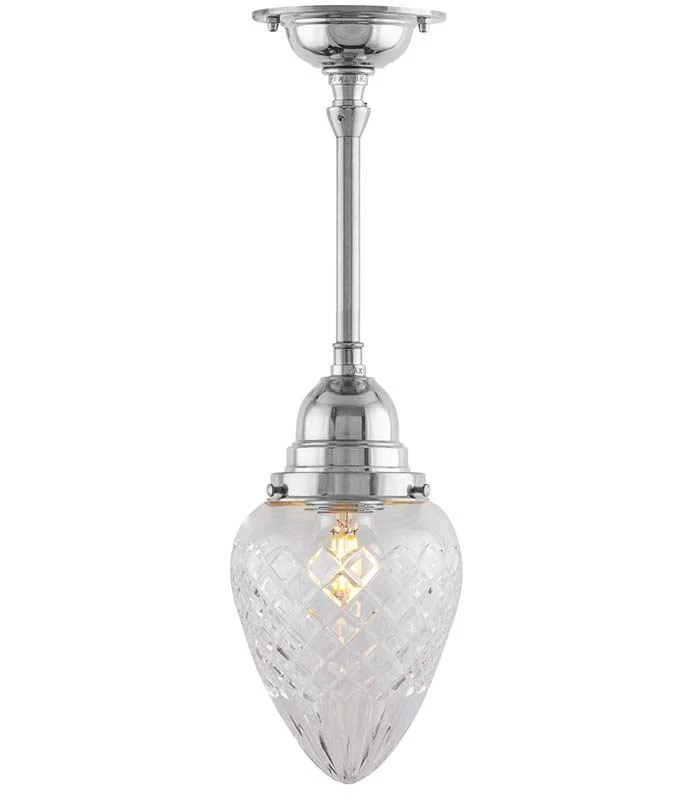 Badrumslampa - Byströmpendel 80 nickel, klardroppe