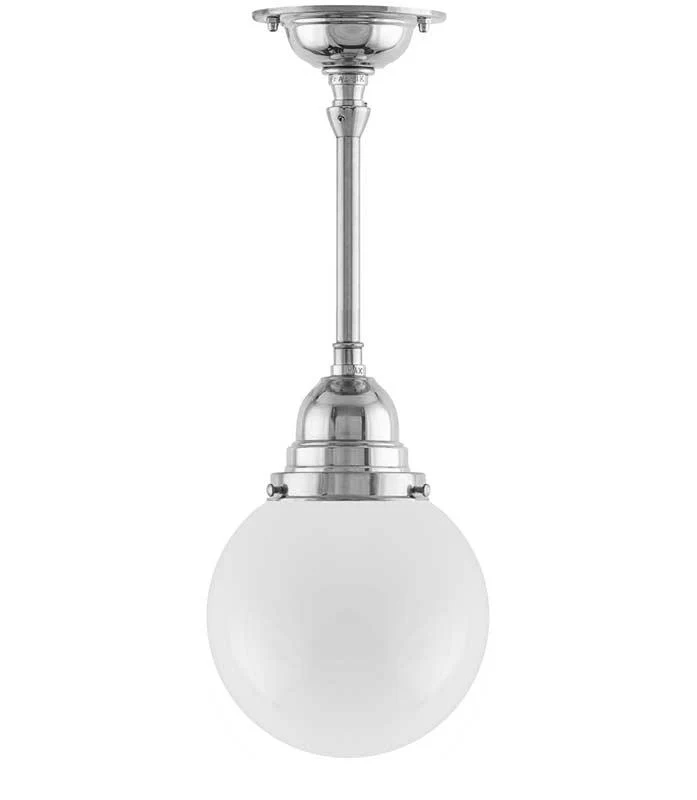 Badrumslampa - Byströmpendel 80 nickel, klotskärm