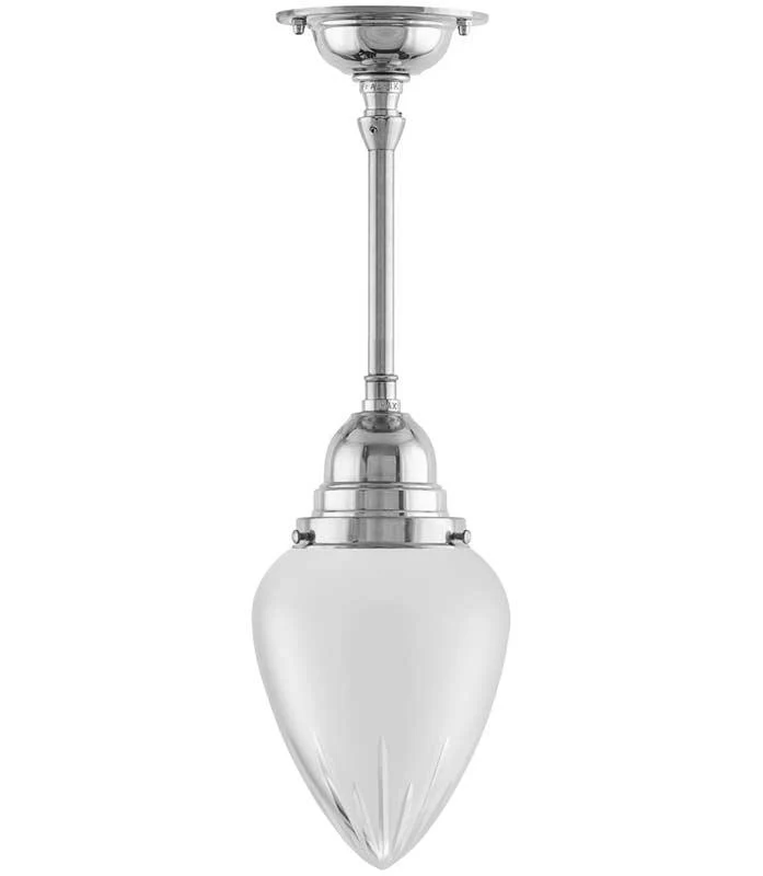 Badrumslampa - Byströmpendel 80 nickel, mattdroppe