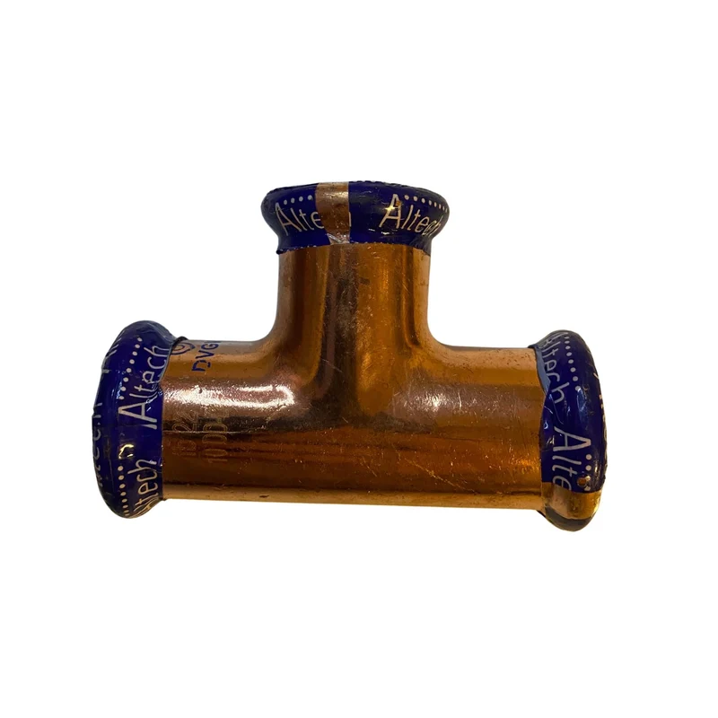 Press T-rör koppar 22 mm 3 muff Altech M-profil