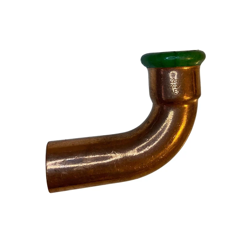 Pressböj 90° M-profil koppar 22 mm med 1 muff