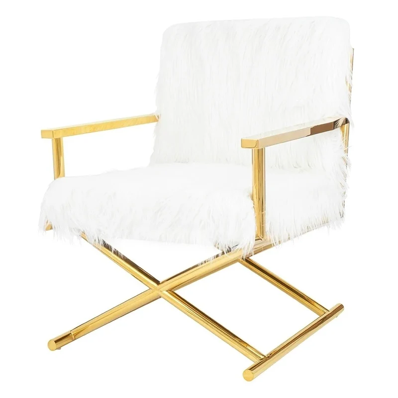 Fåtölj KARE DESIGN - MR. FLUFFY, vit/guld