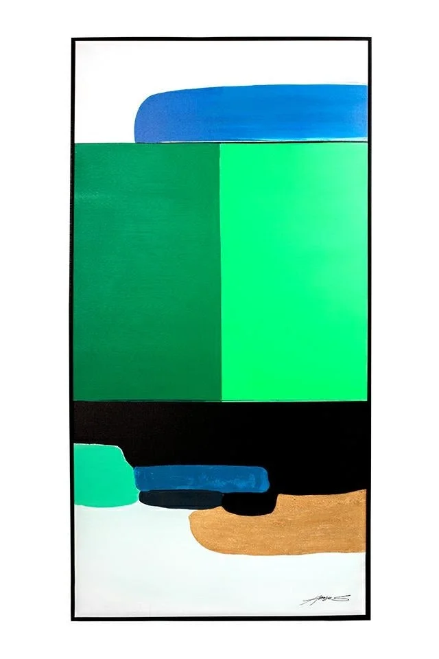 Tavla KARE DESIGN - ABSTRACT SHAPES GREEN, 73x143 cm
