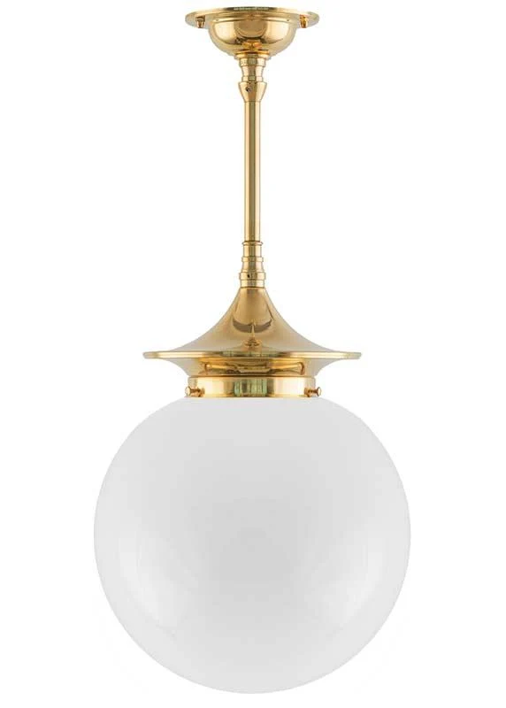 Badrumslampa - Taklampa Dahlbergspendel 100 mässing, stor klotskärm