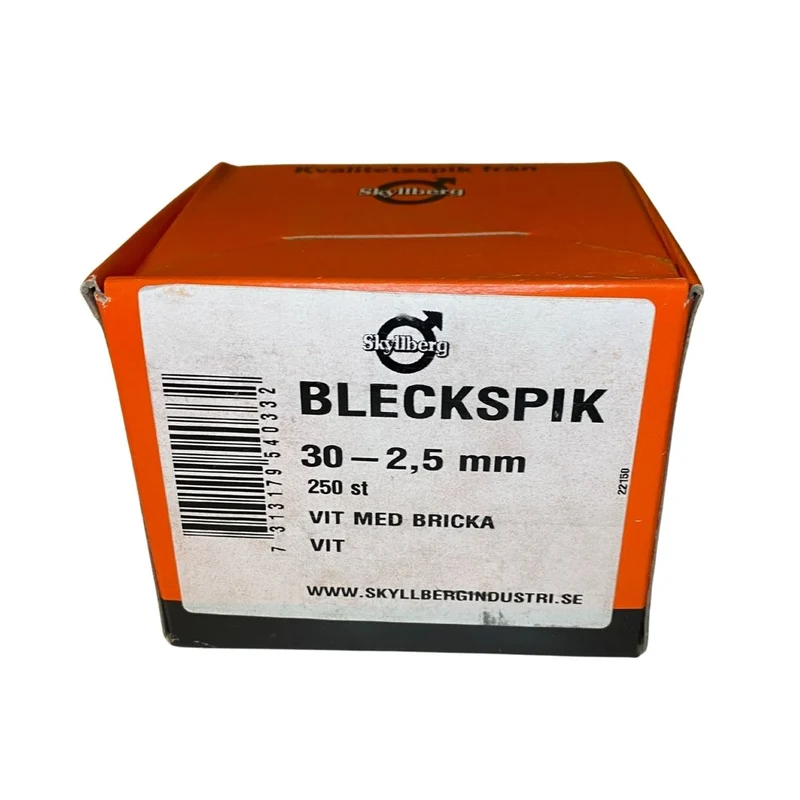 Bleckspik 30 x 2,5 mm Vit med Bricka 250-pack