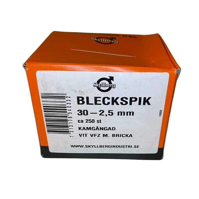 Bleckspik 30 x 2,5 mm Kamgängad Vit Varmförzinkad med Bricka 250-pack
