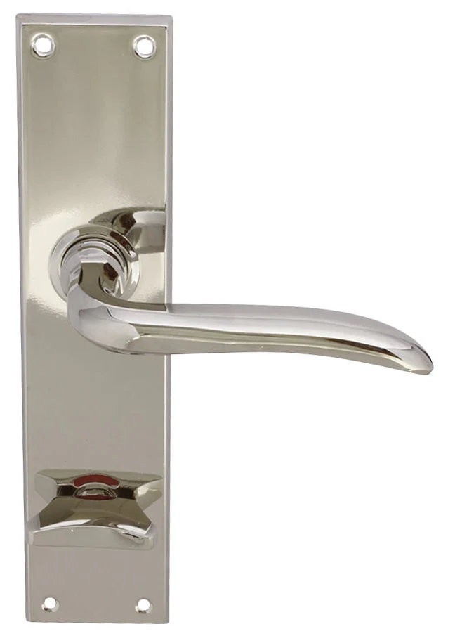 Dörrhandtag - Med WC-vred långskylt nickel