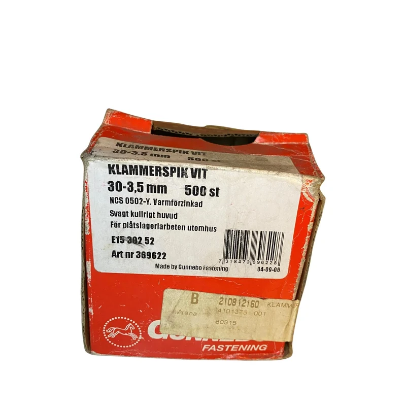 Klammerspik 30x3,5 mm vit varmförzinkad Gunnebo 500-pack