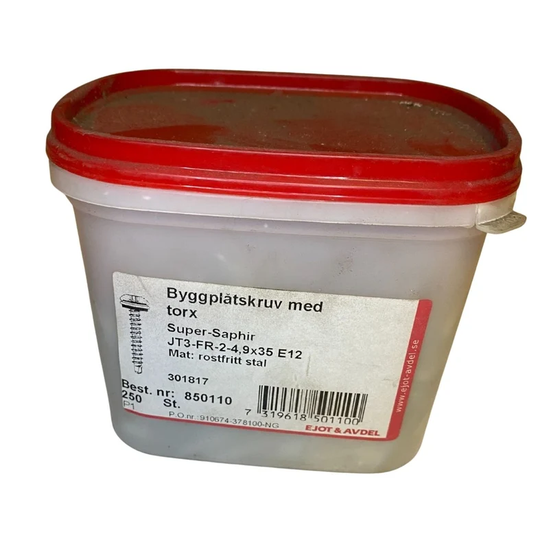 Byggplåtskruv 4,9x35 Torx Super-Saphir EJOT rostfri 250-pack