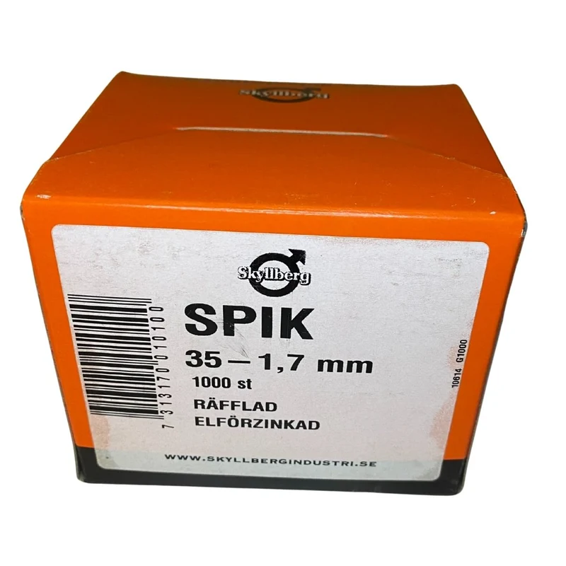 Spik 35 x 1,7 mm Räfflad Elförzinkad 1000-pack