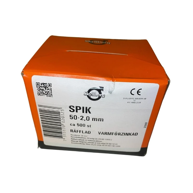 Spik 50 x 2,0 mm Räfflad Varmförzinkad 500-pack