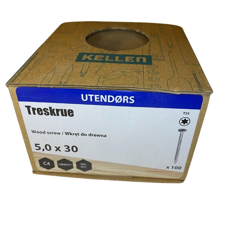 Kellen träskruv 5,0x30 mm C4 utomhus 100-pack
