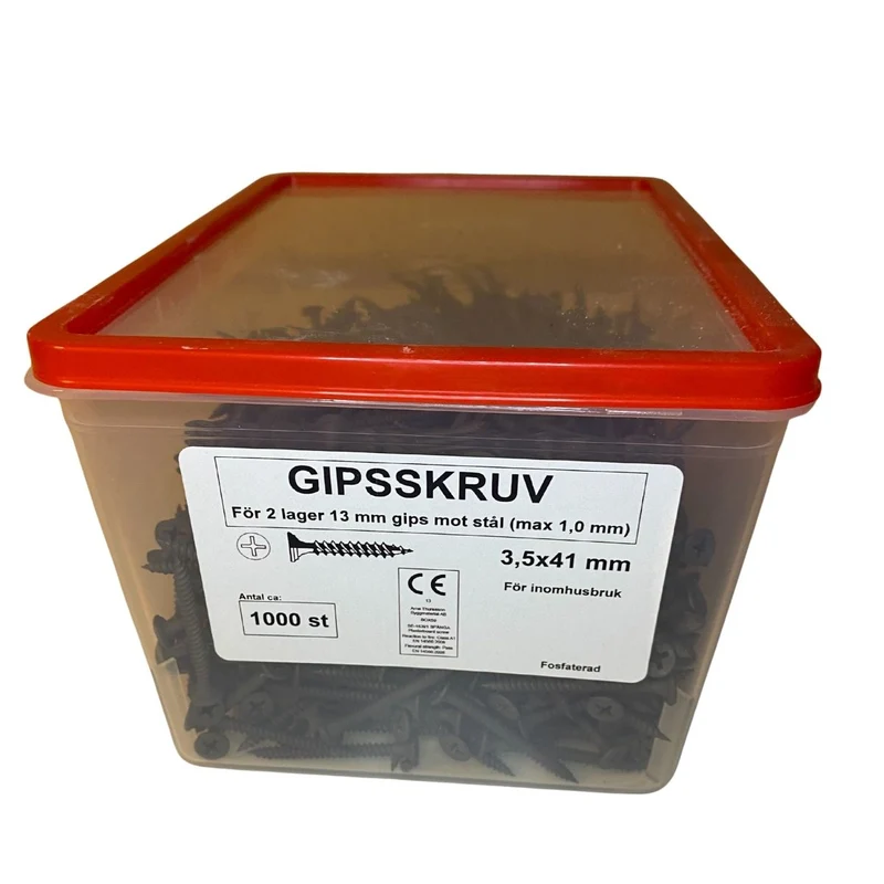 Gipsskruv 3,5x41 mm fosfaterad för stålregel 1000-pack