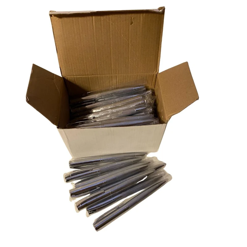 Kulspetspenna i metall - blått bläck (50-pack)