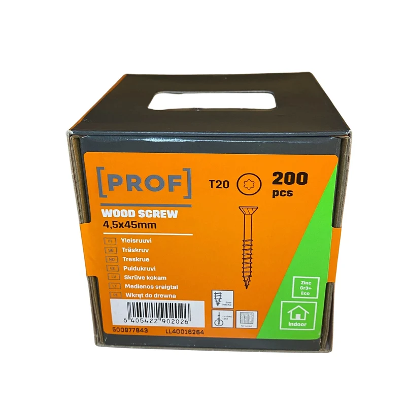 Träskruv 4,5x45 mm Prof FZB T20 Inomhus 200-pack