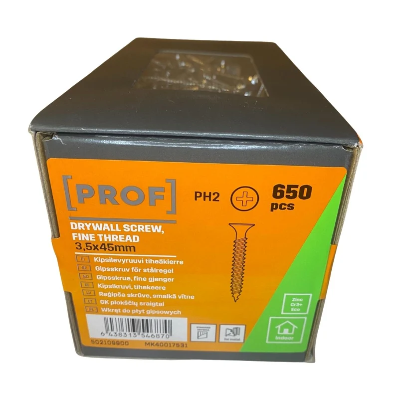 Gipsskruv 3,5x45 mm för stålregel Prof FZB PH2 Inomhus 650-pack