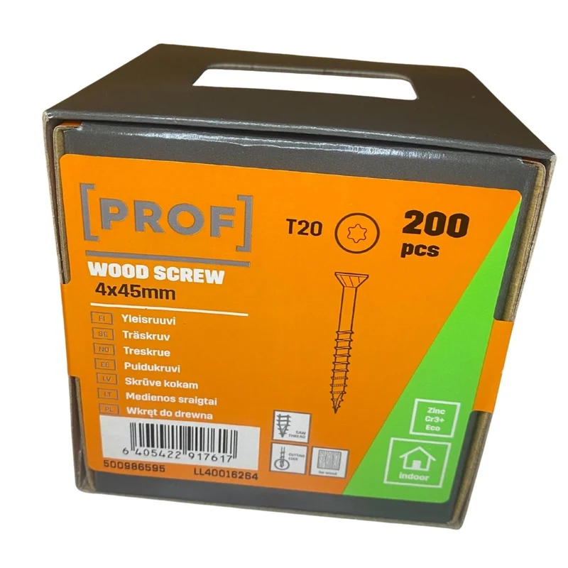 Träskruv 4x45 mm Prof FZB T20 Inomhus 200-pack