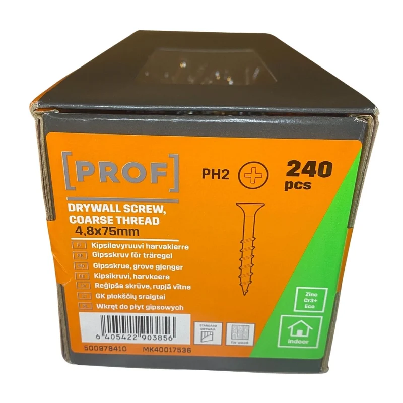 Gipsskruv 4,8x75 mm för träregel Prof FZB PH2 Inomhus 240-pack
