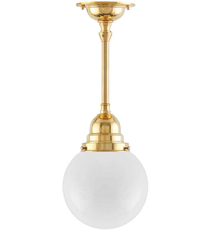 Badrumslampa - Byströmpendel 80 mässing, klotskärm