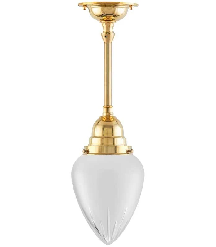 Badrumslampa - Byströmpendel 80 mässing, mattdroppe