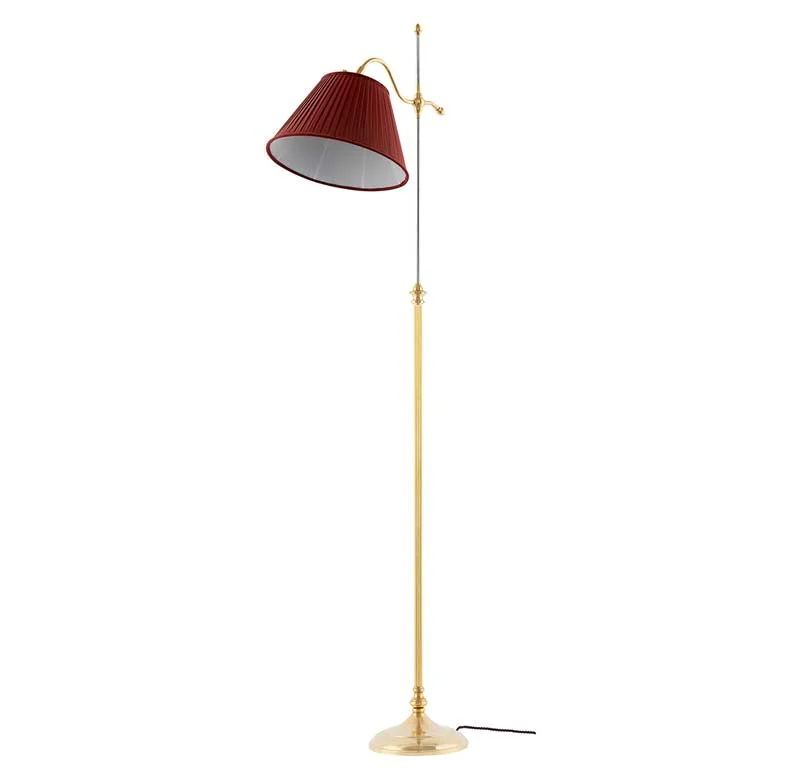 Golvlampa - Gullberg mässing, röd skärm