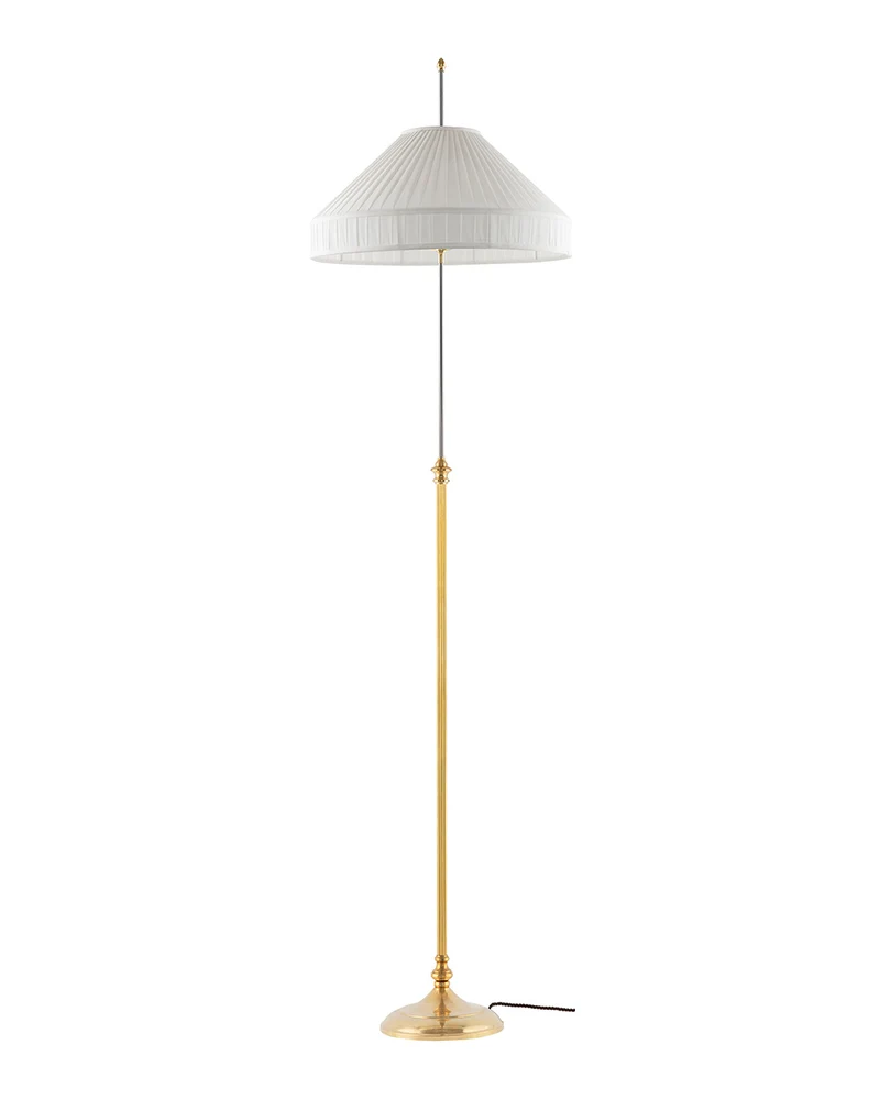 Golvlampa - Edfelt mässing, vit skärm