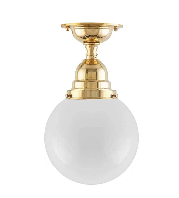 Badrumslampa - Byström 80 mässing, klotskärm