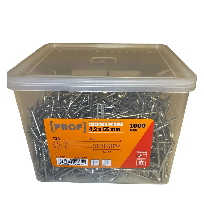 Trallskruv 4,2×55 mm Rostfri A2 T20 PROF 1000-pack