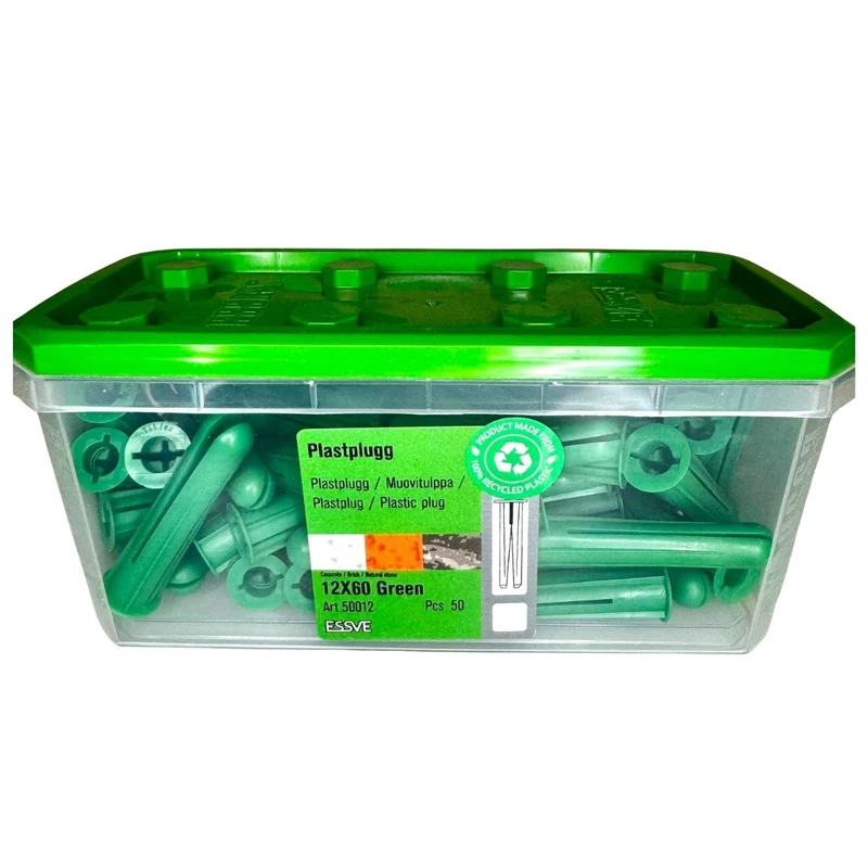 Plastplugg 12x60 mm grön ESSVE 50-pack