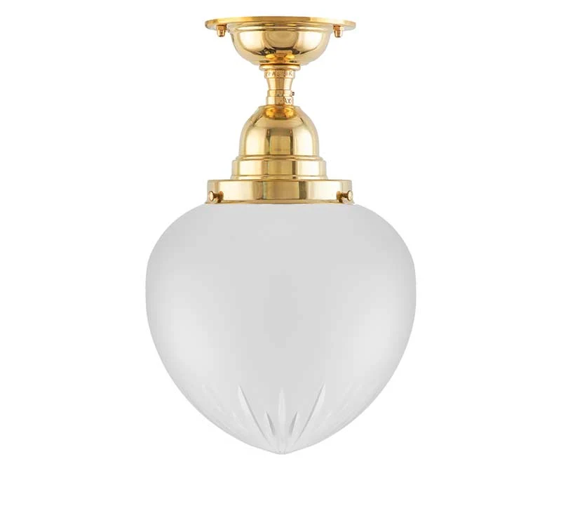 Badrumslampa - Taklampa Byström 100 mässing, mattdroppe