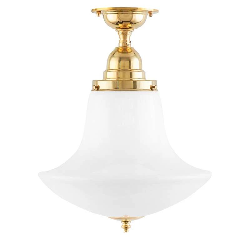 Badrumslampa - Taklampa Byström 100 mässing, klottrattskärm