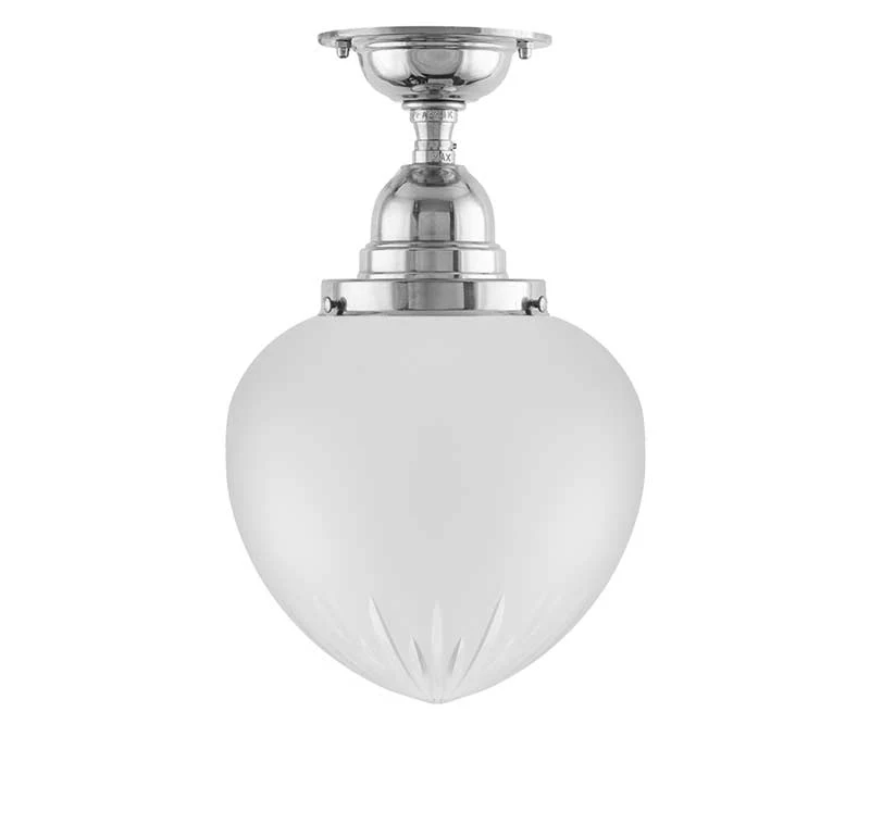 Badrumslampa - Taklampa Byström 100 nickel, mattdroppe